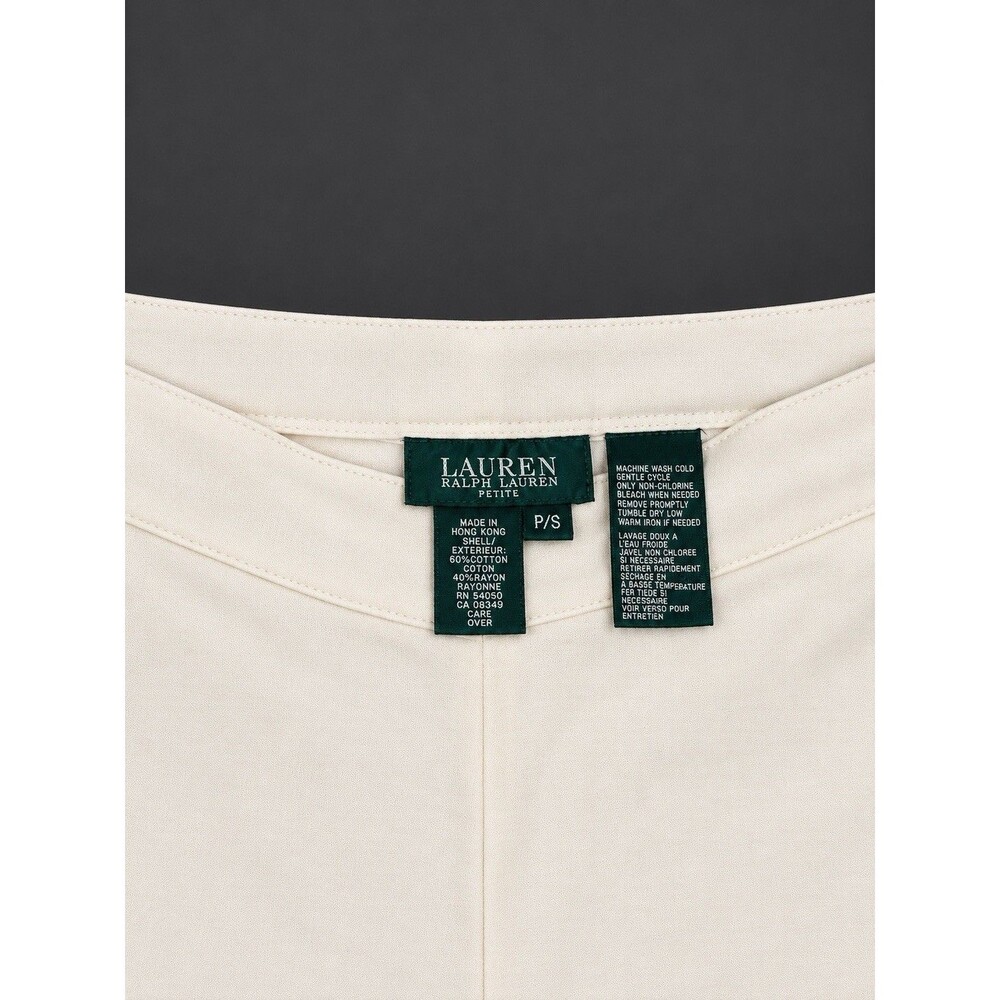 Lauren Ralph Lauren Petite Women’s Ivory Wide Leg Pants P/S Cotton Blend